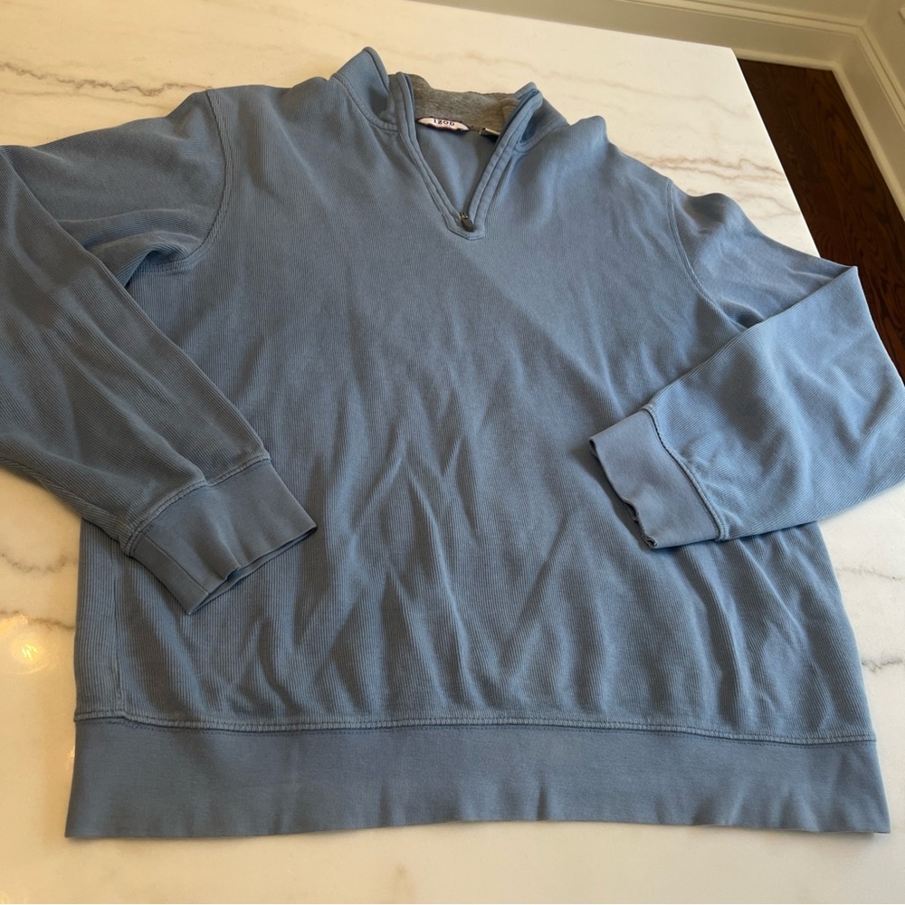 Izod Quarter Zip Blue Pullover Ribbed 100% Cotton Men’s Size Medium